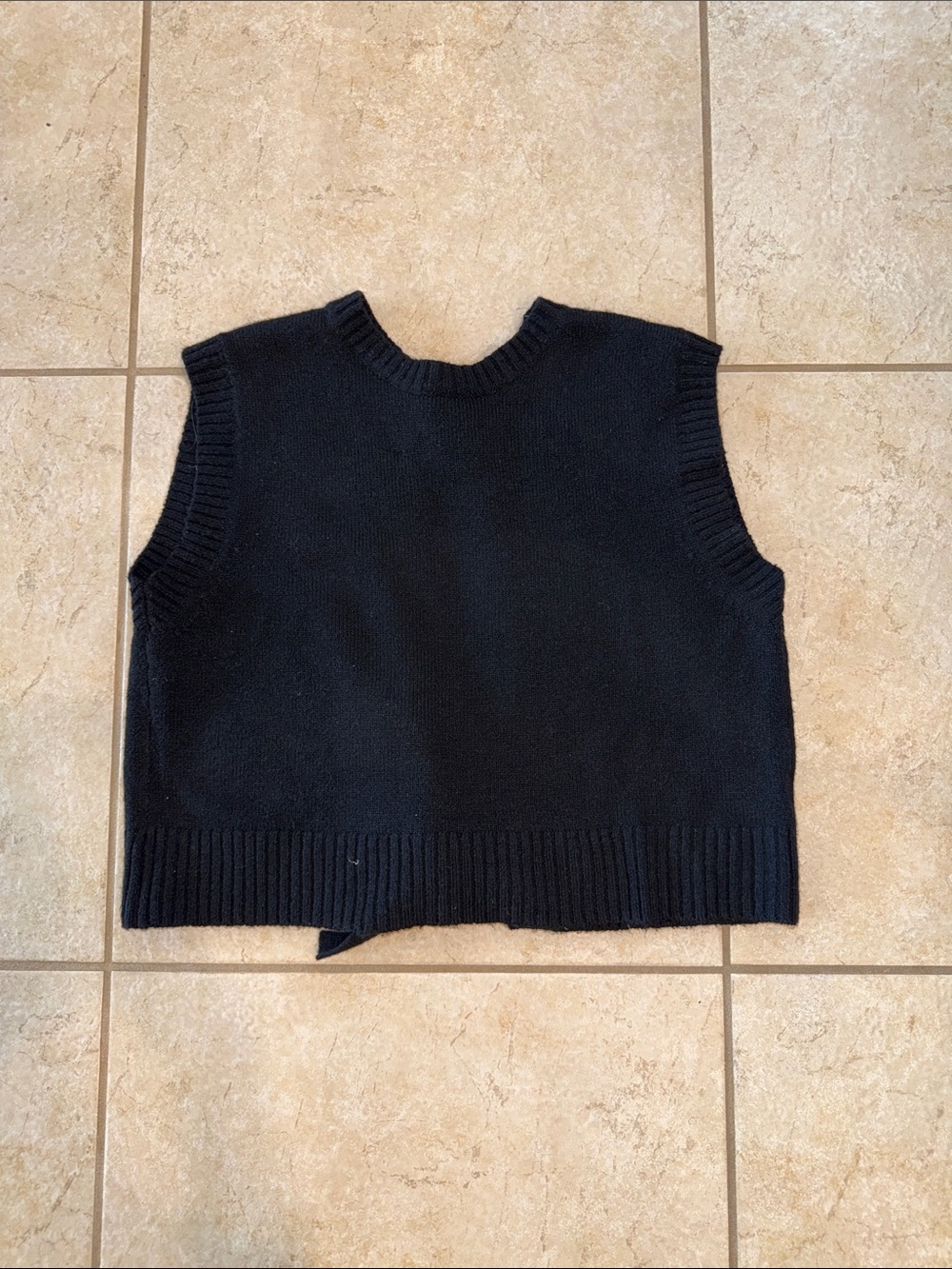 Sleeveless Black Knit Sweater Vest